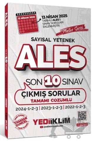 ALES Master Serisi Sayısal Yetenek Tamamı Çözümlü Son 10 Sınav Çıkmış Sorular – Kollektif – Yediiklim Yayınları kitap kapağı
