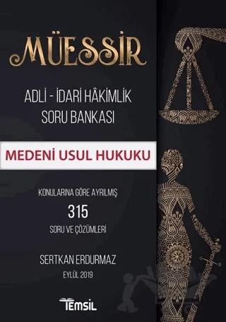 Müessir Adli-İdari Hakimlik Soru Bankası - Medeni Usul Hukuku – Sertkan Erdurmaz – Temsil Kitap kitap kapağı