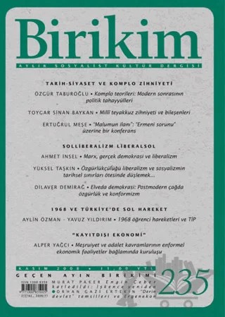 Birikim Aylık Sosyalist Kültür Dergisi Sayı: 235 – Birikim Yayınları kitap kapağı