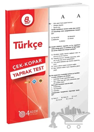 8. Sınıf Türkçe Çek-Kopar Yaprak Test – Kolektif – 4 Adım Yayınları kitap kapağı