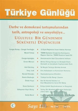 Türkiye Günlüğü Dergisi Sayı: 113 – Cedit Neşriyat kitap kapağı