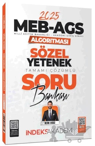 İndeks Akademi 2025 MEB-AGS Algoritması Sözel Yetenek Soru Bankası Çözümlü – Berk Ekici – İndeks Akademi Yayıncılık kitap kapağı