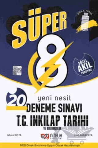 8. Sınıf T.C İnkılap Tarihi ve Atatürkçülük Süper 20 Deneme Sınavı – Murat Usta, Suat Karakaya – Nitelik Yayınları - Bayilik kitap kapağı