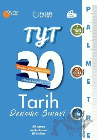 Palme YKS TYT Tarih 30 Deneme Palmetre Video Çözümlü – Elif Kızmaz, Elif Sevilgen, Melike Kartalcı – Palme Yayınları kitap kapağı
