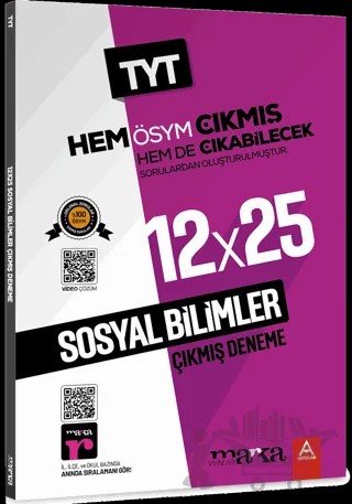 2025 TYT Sosyal Bilimler ÖSYM Çıkmış ve Çıkabilecek Sorulardan Oluşturulmuş 12 Deneme Sınavı Tamamı Video Çözümlü – Kolektif – Marka Yayınları kitap kapağı