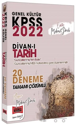 2022 KPSS Genel Kültür Divanı Tarih Tamamı Çözümlü 20 Deneme – Mehmet Sürek – Yargı Yayınevi kitap kapağı