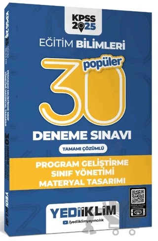 2025 KPSS Eğitim Bilimleri 30 Popüler Program Geliştirme-Sınıf Yönetimi-Materyal Tasarımı Tamamı Çözümlü Deneme Sınavı – Kolektif – Yediiklim Yayınları kitap kapağı