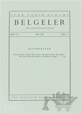 Türk Tarih Belgeleri Dergisi Sayı: 14 Cilt: 10 – Türk Tarih Kurumu Yayınları kitap kapağı