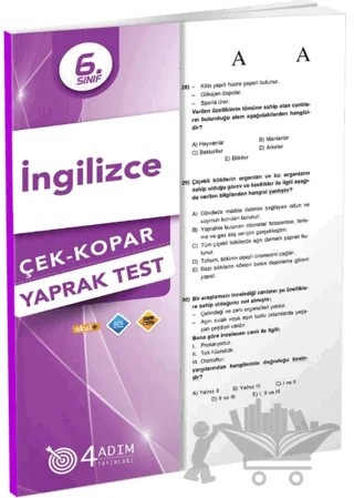 6. Sınıf İngilizce Çek Kopar Yaprak Test – Kolektif – 4 Adım Yayınları kitap kapağı
