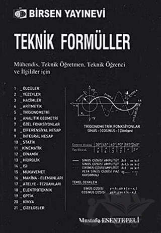 Teknik Formüller – Mustafa Esentepeli – Birsen Yayınevi kitap kapağı