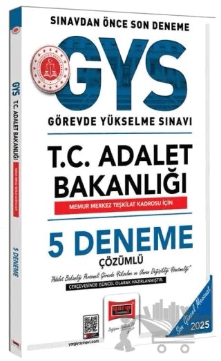 2025 GYS Adalet Bakanlığı Memur Merkez Teşkilat 5 Deneme – Kolektif – Yargı Yayınevi kitap kapağı