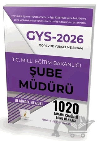 2026 GYS Görevde Yükselme Sınavı T.C. Milli Eğitim Bakanlığı Şube Müdürü Tamamı Çözümlü Soru Bankası – Emin Hüseyin Şahin – Pelikan Tıp Teknik Yayıncılık kitap kapağı