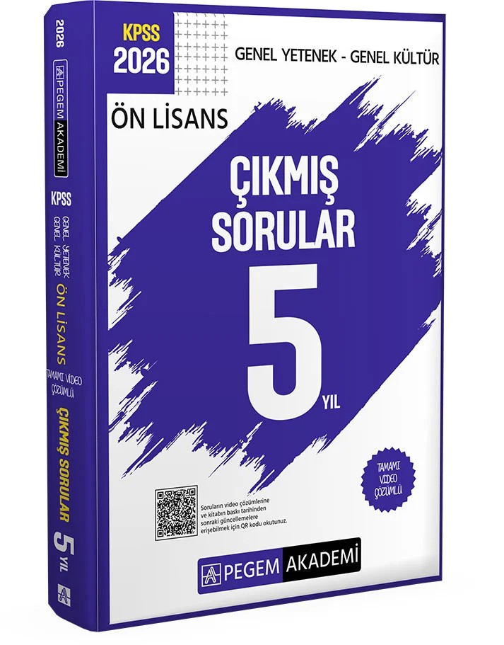 2026 KPSS Ön Lisans Genel Yetenek Genel Kültür Tamamı Video Çözümlü Çıkmış Sorular 5 Yıl – Pegem Akademi Yayıncılık kitap kapağı