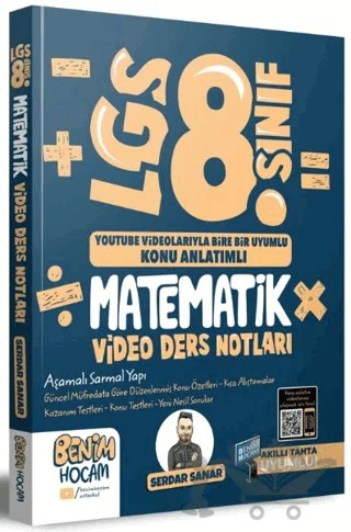 LGS 8. Sınıf Matematik Video Ders Notları – Serdar Sanar – Benim Hocam Yayınları kitap kapağı