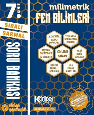7. Sınıf Fen Bilimleri Soru Bankası – Abdullah Uyanık – Kriter Akademi kitap kapağı