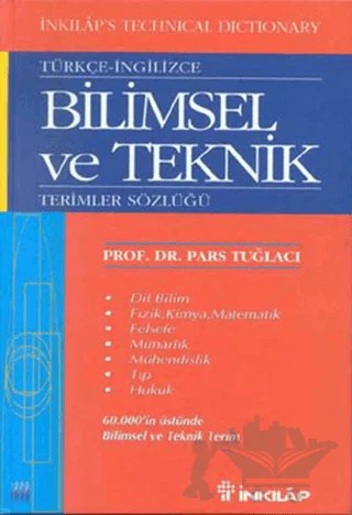 Türkçe - İngilizce Bilimsel ve Teknik Terimler Sözlüğü – Pars Tuğlacı – İnkılap Kitabevi kitap kapağı