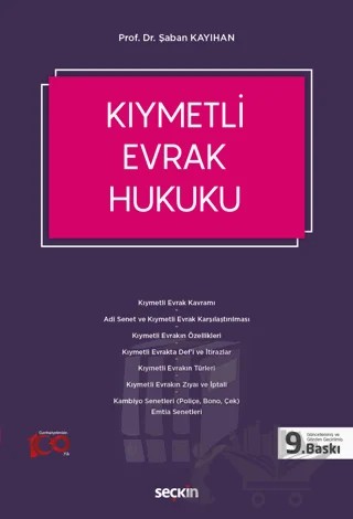 Kıymetli Evrak Hukuku – Şaban Kayıhan – Seçkin Yayıncılık kitap kapağı