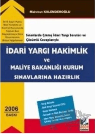 İdari Yargı Hakimlik ve Maliye Bakanlığı Kurum Sınavlarına Hazırlık – Mahmut Kalenderoğlu – Agon Bilgi Akademisi kitap kapağı