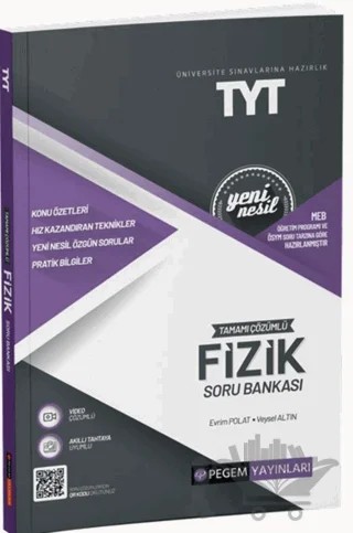 Üniversite Sınavlarına Hazırlık TYT Tamamı Çözümlü Fizik Soru Bankası – Kolektif – Pegem Akademi Yayıncılık kitap kapağı