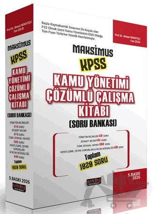Maksimus KPSS Kamu Yönetimi Çözümlü Çalışma Kitabı Soru Bankası – Ahmet Nohutçu, Can Çelik – Savaş Yayınevi kitap kapağı