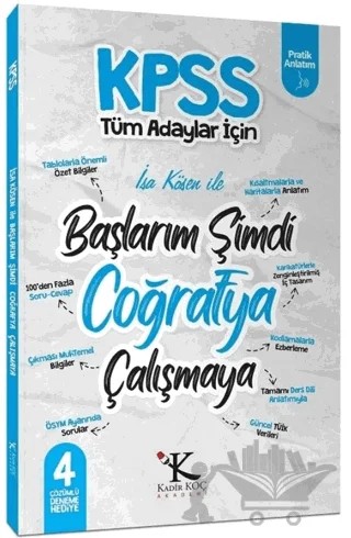 KPSS Başlarım Şimdi Coğrafya Çalışmaya Ders Notları – İsa Kösen – Kadir Koç Akademi kitap kapağı