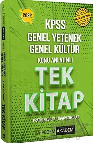 2022 KPSS Genel Yetenek Genel Kültür Konu Anlatımlı Tek Kitap – Kolektif – Pegem Akademi Yayıncılık kitap kapağı