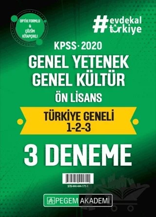 KPSS Genel Yetenek Genel Kültür Ön Lisans Türkiye Geneli (1.2.3) 3'lü Deneme Seti – Kolektif – Pegem Akademi Yayıncılık kitap kapağı