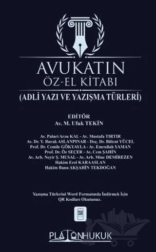 Avukatın Öz-El Kitabı Adli Yazı Ve Yazışma Türleri – M. Ufuk Tekin – Platon Hukuk kitap kapağı