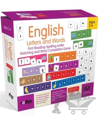 English Letters and Words - First Reading-Spelling-Letter Matching and Word Completion Game - Ages 3-6 – Kolektif – Piar Kids kitap kapağı