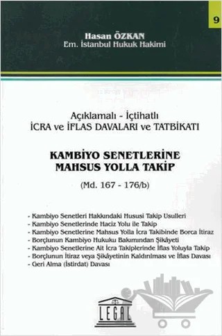 Kambiyo Senetlerine Mahsus Yolla Takip - Seri 9 – Hasan Özkan – Legal Yayıncılık kitap kapağı