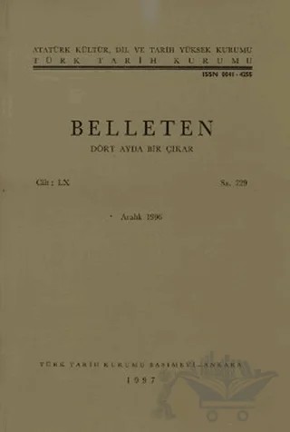 Belleten Sayı: 229 Cilt: 60 – Türk Tarih Kurumu Yayınları kitap kapağı