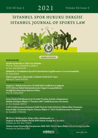İstanbul Spor Hukuku Dergisi Cilt 3 Sayı: 2 – On İki Levha Yayınları kitap kapağı