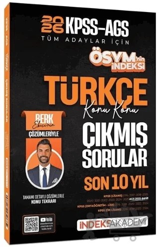 2026 KPSS MEB-AGS Türkçe ÖSYM'nin İndeksi Çıkmış Sorular Son 10 Yıl Konu Konu Çözümlü – Berk Ekici – İndeks Akademi Yayıncılık kitap kapağı
