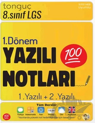8. Sınıf Yazılı Notları 1. Dönem 1 ve 2. Yazılı – Kolektif – Tonguç Akademi kitap kapağı