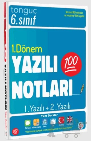6. Sınıf Yazılı Notları 1. Dönem 1 ve 2. Yazılı – Kolektif – Tonguç Akademi kitap kapağı