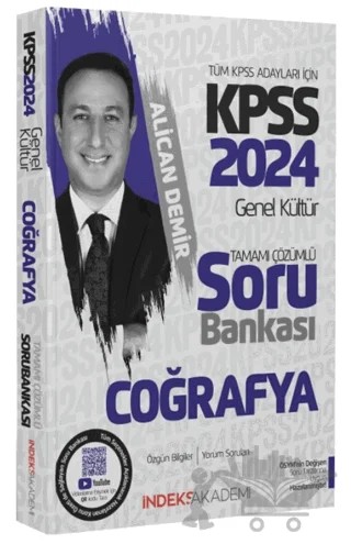 2024 KPSS Coğrafya Soru Bankası Çözümlü – Alican Demir – İndeks Akademi Yayıncılık kitap kapağı