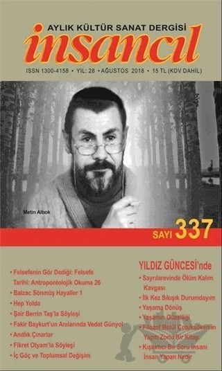 İnsancıl Aylık Kültür Sanat Dergisi Sayı: 337 Ağustos 2018 – İnsancıl Dergisi Yayınları kitap kapağı