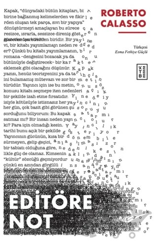 Editöre Not – Roberto Calasso – Ketebe Yayınları kitap kapağı