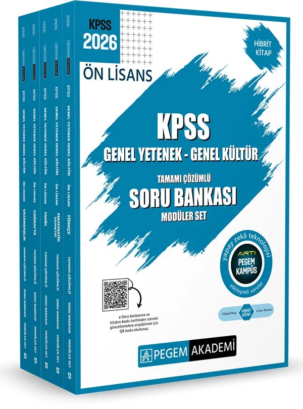 2026 KPSS Ön Lisans Soru Bankası Modüler Set Genel Yetenek Genel Kültür Tamamı Çözümlü (5 Kitap) – Pegem Akademi Yayıncılık kitap kapağı