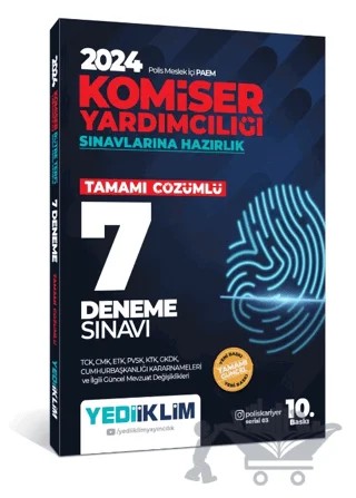 2024 Polis Meslek İçi PAEM Komiser Yardımcılığı Sınavlarına Hazırlık Tamamı Çözümlü 7 Deneme Sınavı – Kolektif – Yediiklim Yayınları kitap kapağı