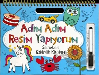 Adım Adım Resim Yapıyorum - Mavi Kapak - Silinebilir Etkinlik Kitabım – Kolektif – Net Çocuk Yayınları kitap kapağı