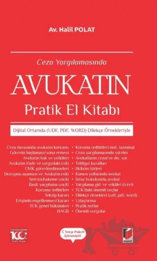 Ceza Avukatının Pratik El Kitabı – Halil Polat – Adalet Yayınevi kitap kapağı