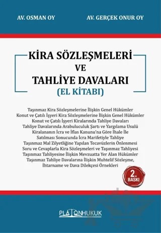 Kira Sözleşmeleri ve Tahliye Davaları - El Kitabı – Osman Oy, Gerçek Onur Oy – Platon Hukuk kitap kapağı