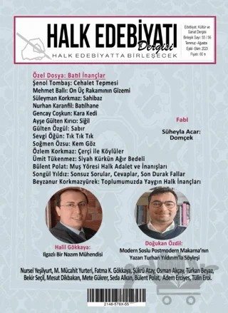 Halk Edebiyatı Dergisi Sayı: 55/56 Temmuz - Ekim 2023 – Halk Edebiyatı Dergisi Yayınları kitap kapağı