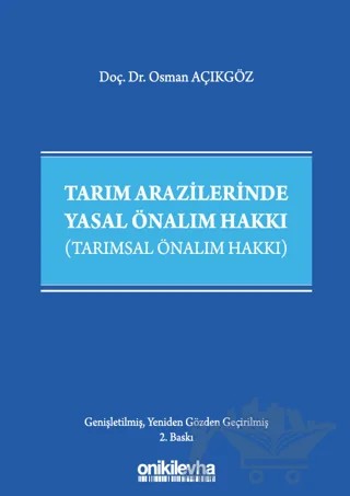 Tarım Arazilerinde Yasal Önalım Hakkı – Osman Açıkgöz – On İki Levha Yayınları kitap kapağı