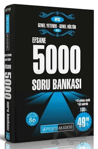 2019 KPSS Genel Yetenek Genel Kültür Efsane 5000 Soru Bankası – Kolektif – Pegem Akademi Yayıncılık kitap kapağı