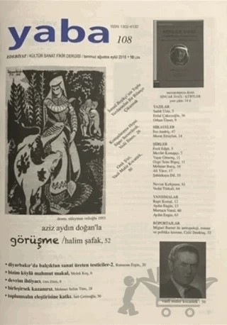 Yaba Edebiyat Dergisi Sayı: 108 Temmuz - Ağustos - Eylül 2018 – Yaba Dergisi Yayınları kitap kapağı