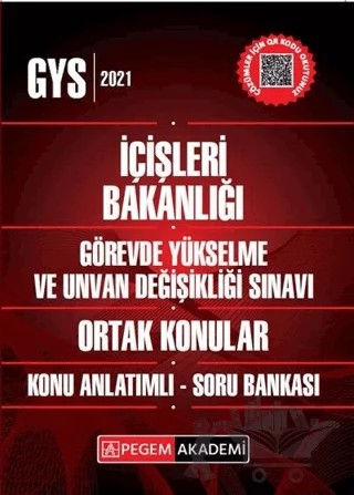 2021 GYS İçişleri Bakanlığı Görevde Yükselme ve Unvan Değişikliği Sınavı Ortak Konular Konu Anlatımlı Soru Bankası (İadesiz) – Kolektif – Pegem Akademi Yayıncılık kitap kapağı