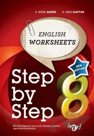 Step by Step English Worksheets 8 – Arzu Kaptan, Müge Özer – Harf Eğitim Yayıncılık kitap kapağı