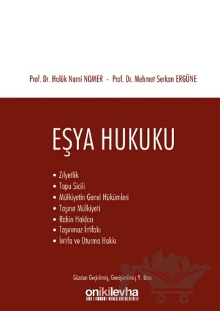 Eşya Hukuku – Haluk Nami Nomer, Mehmet Serkan Ergüne – On İki Levha Yayınları kitap kapağı